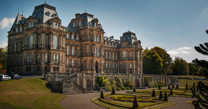 Exterior view of The Bowes Museum and surrounding landscapes gardens